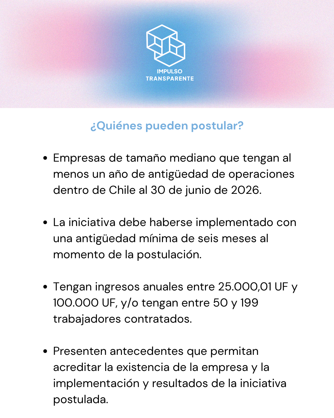 Impulso Transparente - Quiénes pueden postular